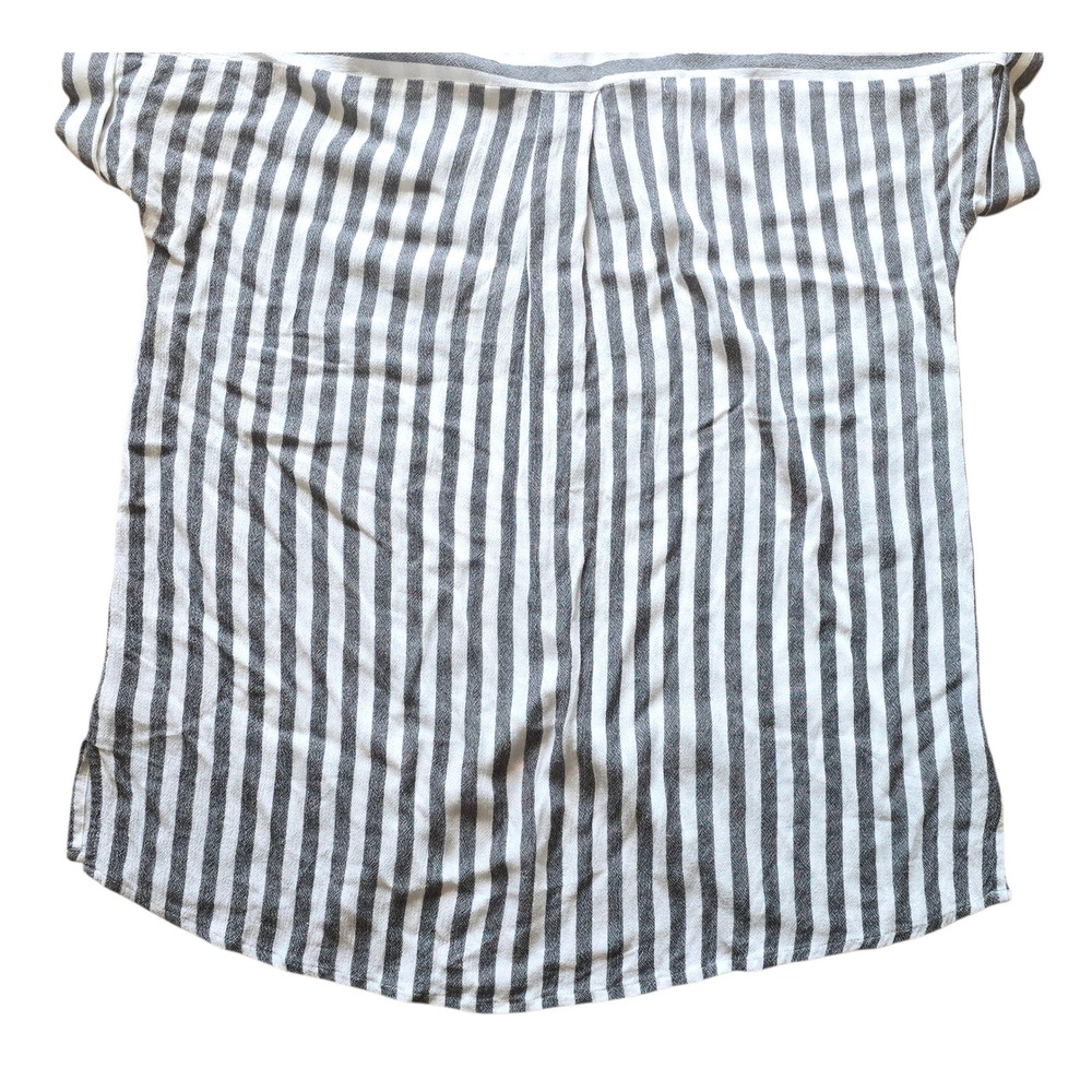 Doe & Rae Striped Button-Up Shirt Relaxed Fit Short Sleeve Top Size S - Picture 6 of 11